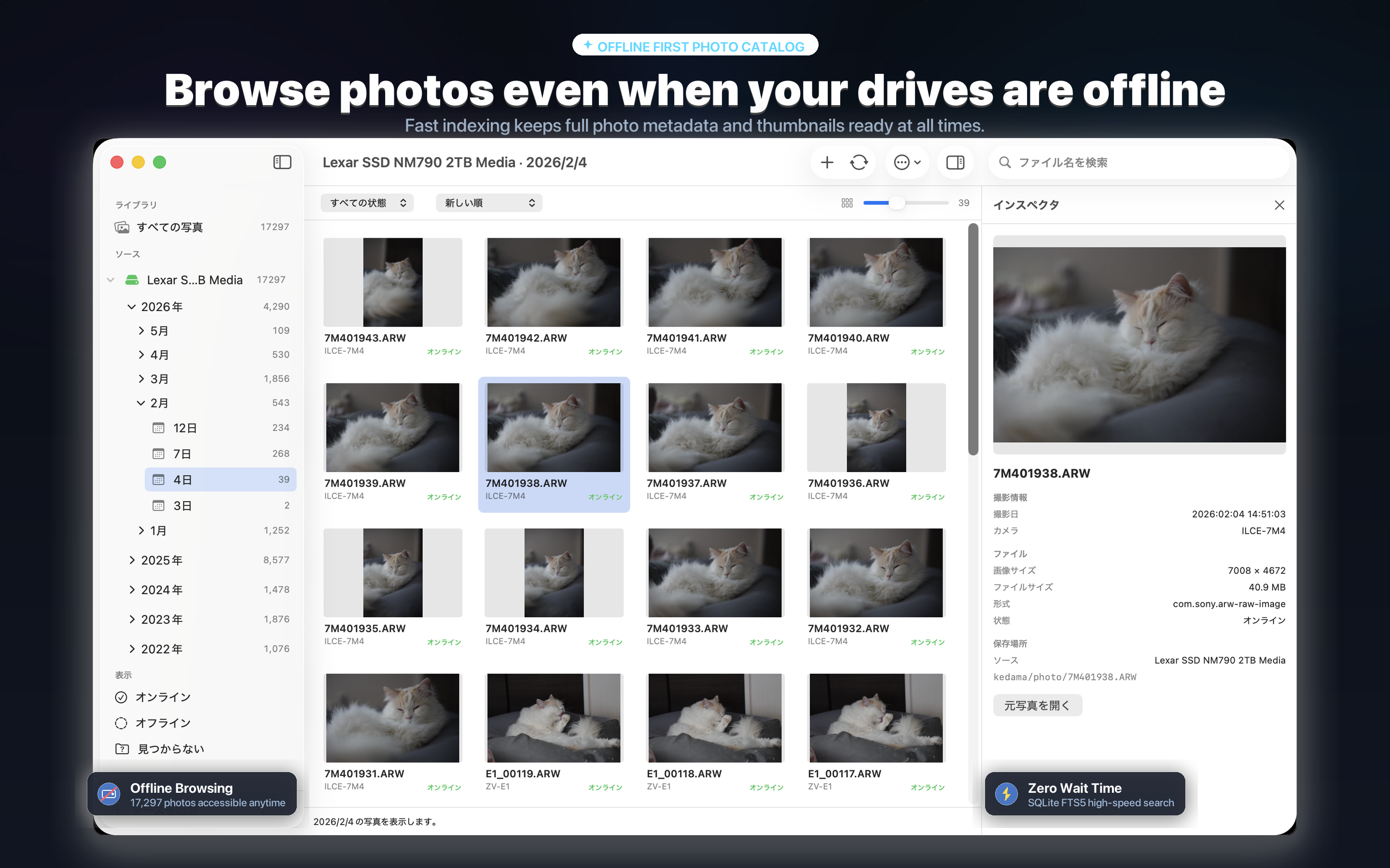 Browse photos even when drives are offline