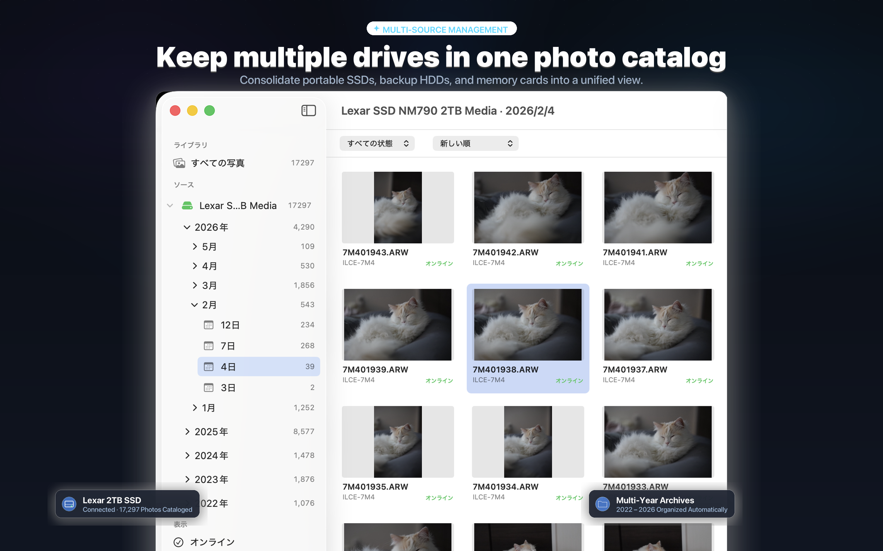 Keep multiple drives in one photo catalog