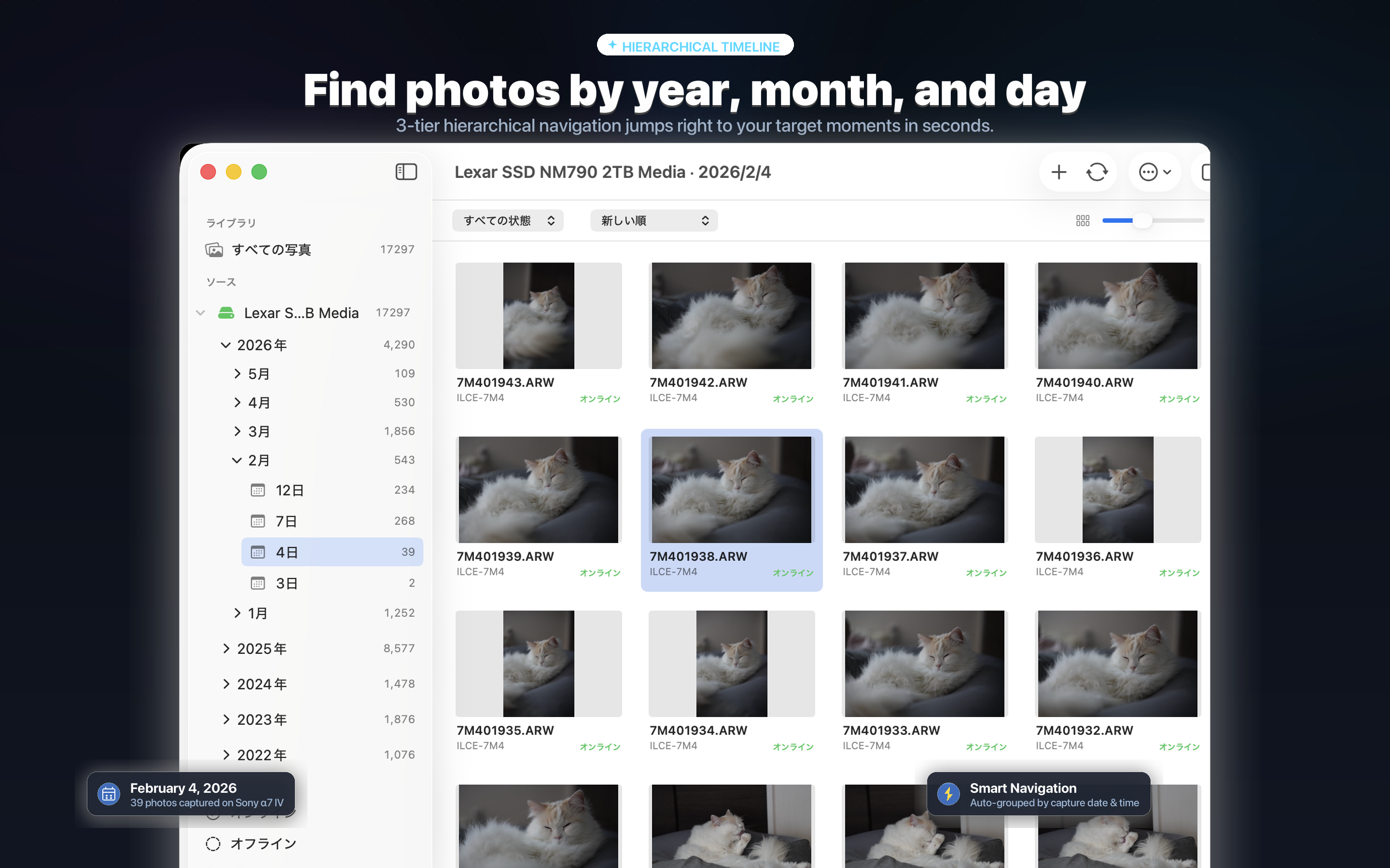 Find photos by year, month, and day